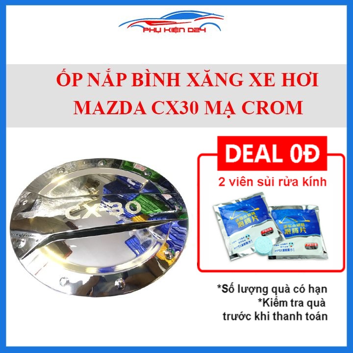 Ốp nắp bình xăng Mazda CX-30 CX30 mạ crom chống trầy trang trí ô tô