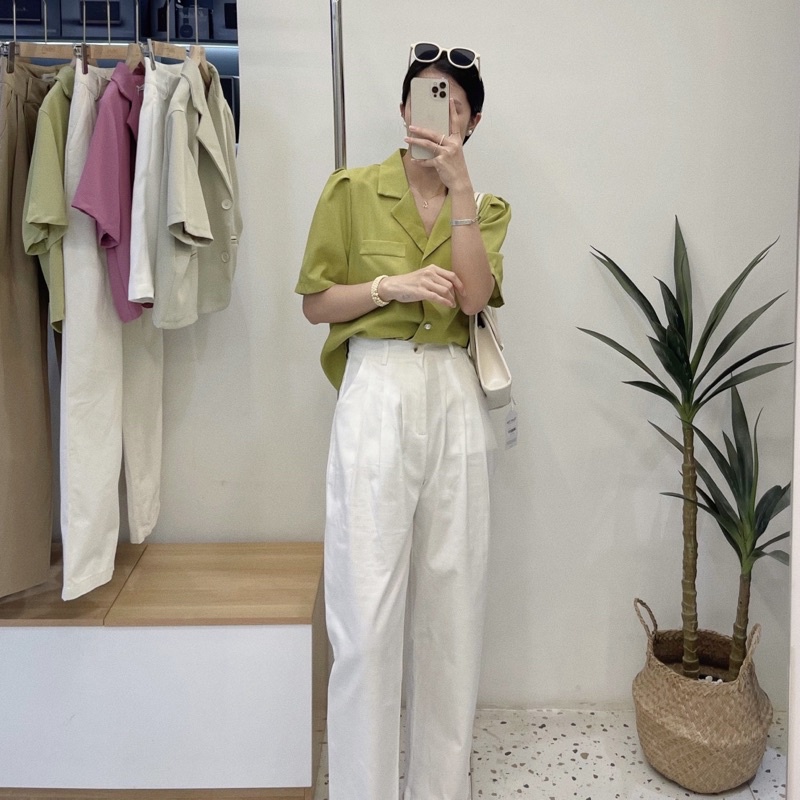 Áo sơ mi tay bồng cúc ngọc A67 | BigBuy360 - bigbuy360.vn