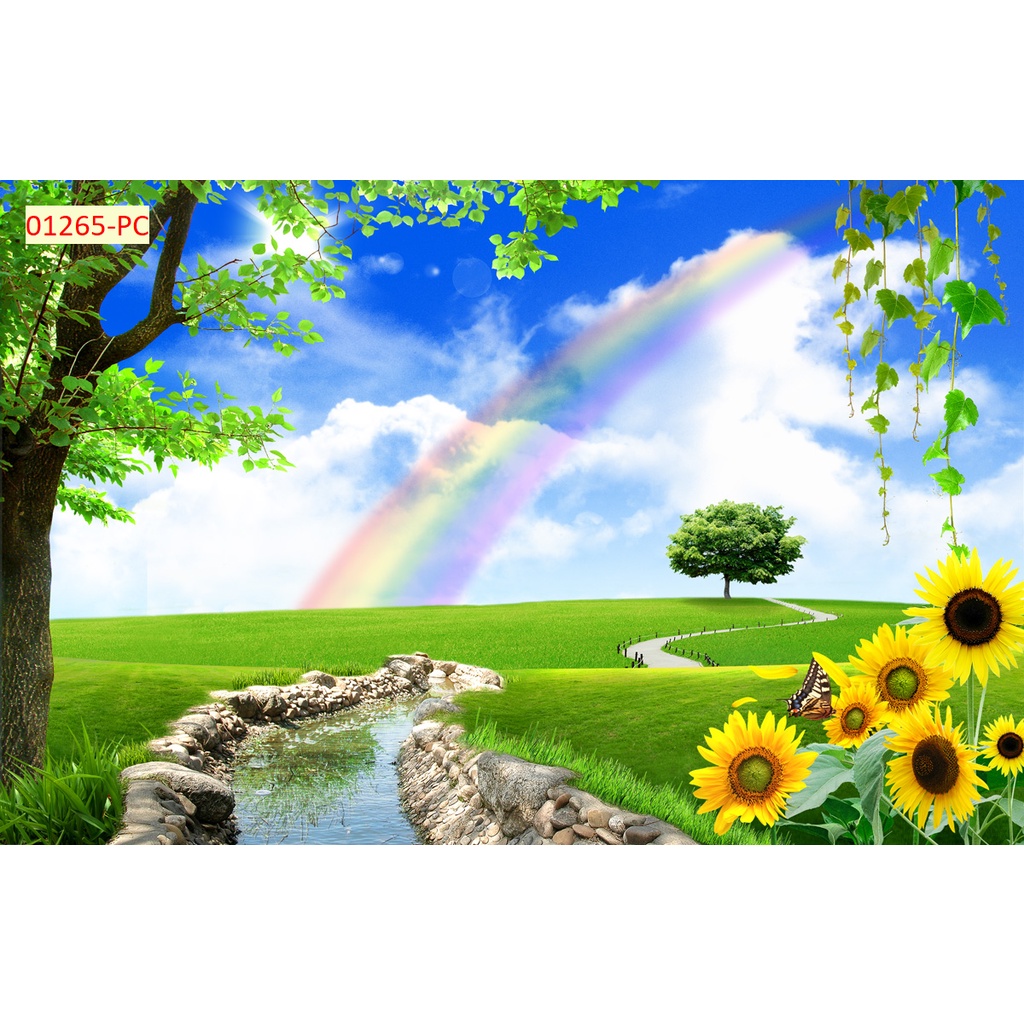 Tranh dán phòng khách, phòng ngủ, phòng ăn chủ đề thiên nhiên tươi xanh