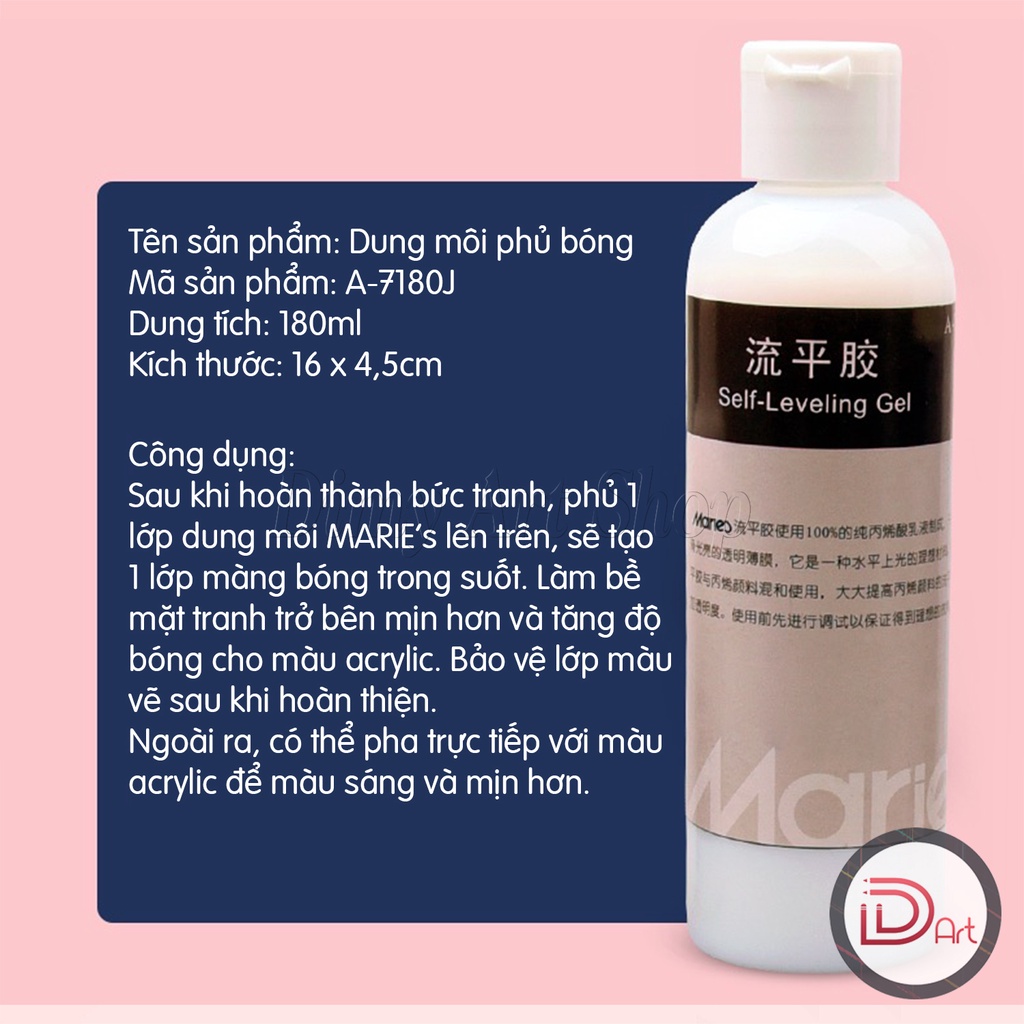 Dung môi phủ bóng/chậm khô/pha màu acrylic MARIE's