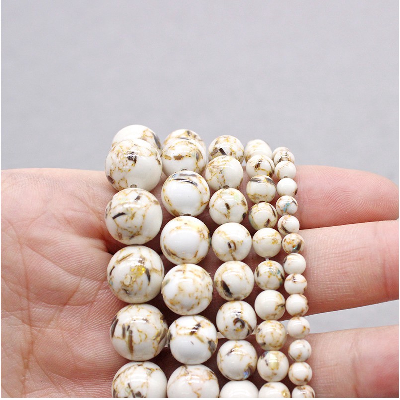 Hạt đá tròn tự nhiên 4-12mm dùng làm trang sức độc đáo