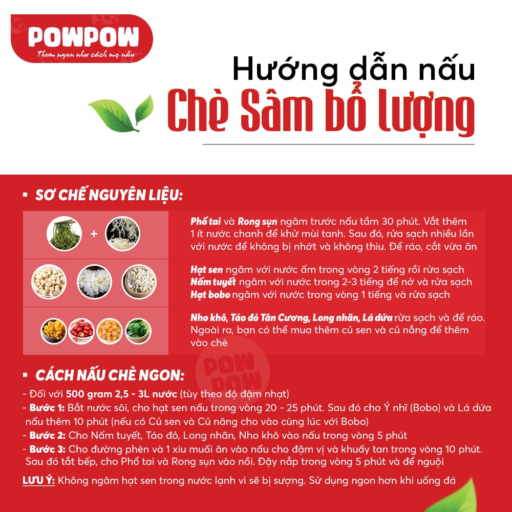 Set nguyên liệu chè sâm bổ lượng 10 vị 500g tự nấu POWPOW nấu được 12 - 15 ly