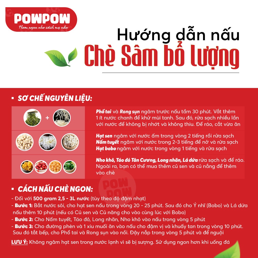 Set nguyên liệu chè sâm bổ lượng 10 vị 500g tự nấu POWPOW nấu được 12