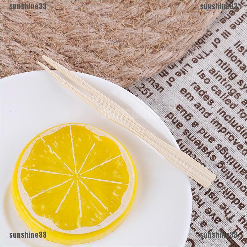 【COD•suns】100pcs/set bamboo cocktail forks bbq fruit pick beige 9cm stick skew