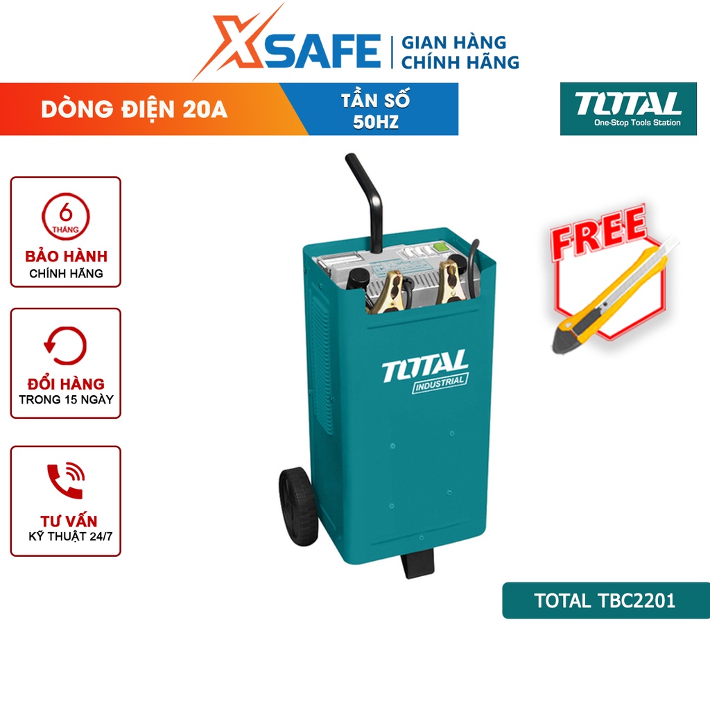 Máy sạc bình điện ắc qui TOTAL TBC2201 Thiết bị sạc bình Điện áp vào 12/24V Dòng điện định mức 16/18A