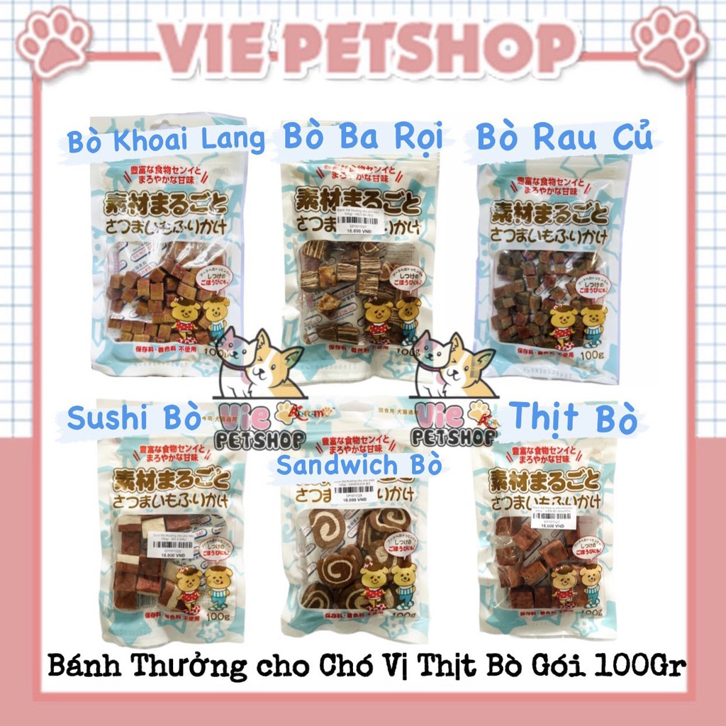 [Mã SR14MAY5 giảm 20K đơn 50K] Bánh Thưởng cho Chó Vị Bò Gói 100Gr | Vie PETSHOP