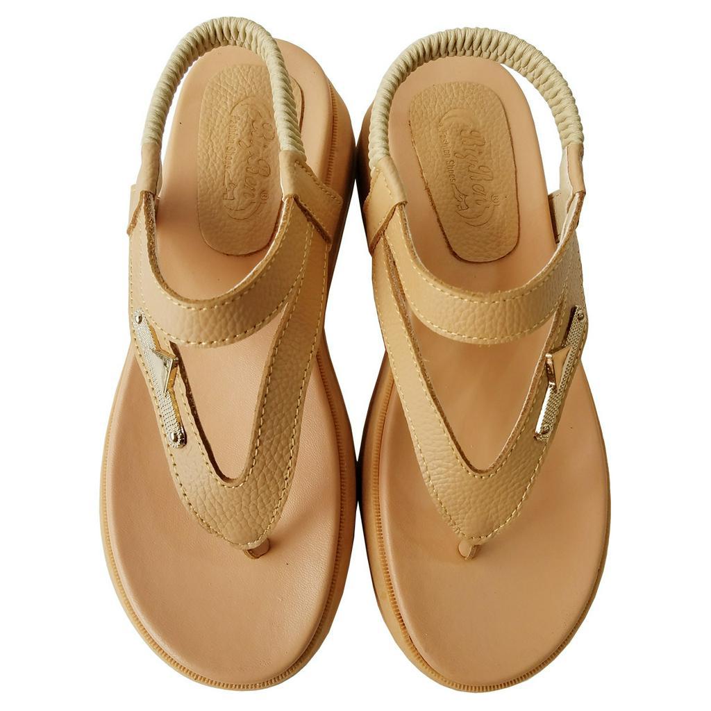 Giày Sandal Nữ Xỏ Ngón Da Bò Thật BIGBEN Cao 5 Phân SDN66