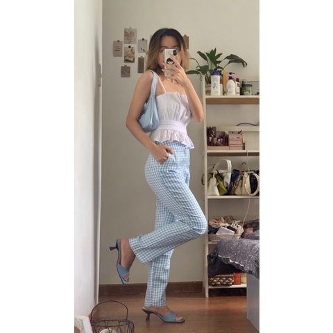[Mã SKAMFSW175 giảm 10K đơn 50K] Áo hai dây xếp ly bo thun sau (Xanh/Trắng) GD07 | BigBuy360 - bigbuy360.vn