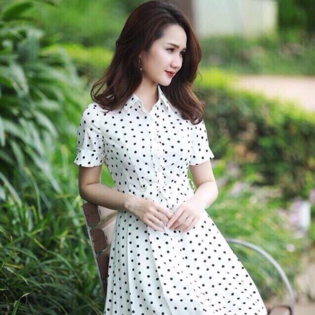 Váy chấm bi - lụa Hàn
