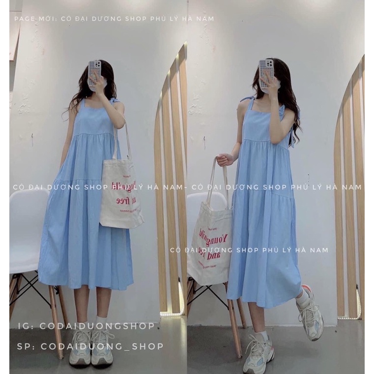 [Rẻ Vô Địch] Váy Thô 2 Dây Vai Thắt Nơ BY12( Ảnh Thật)