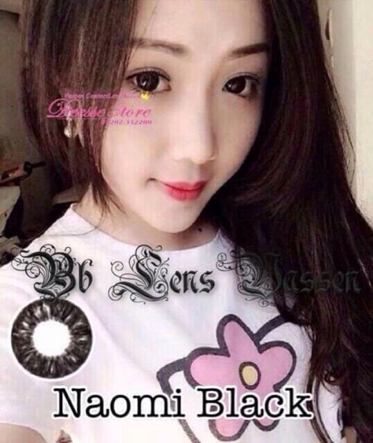 Lens Hàn Quốc KÍNH ÁP TRÒNG CHÍNH HÃNG ĐEN TỰ NHIÊN ÊM DỊU AN TOÀN CHO MẮT - Naomi Black