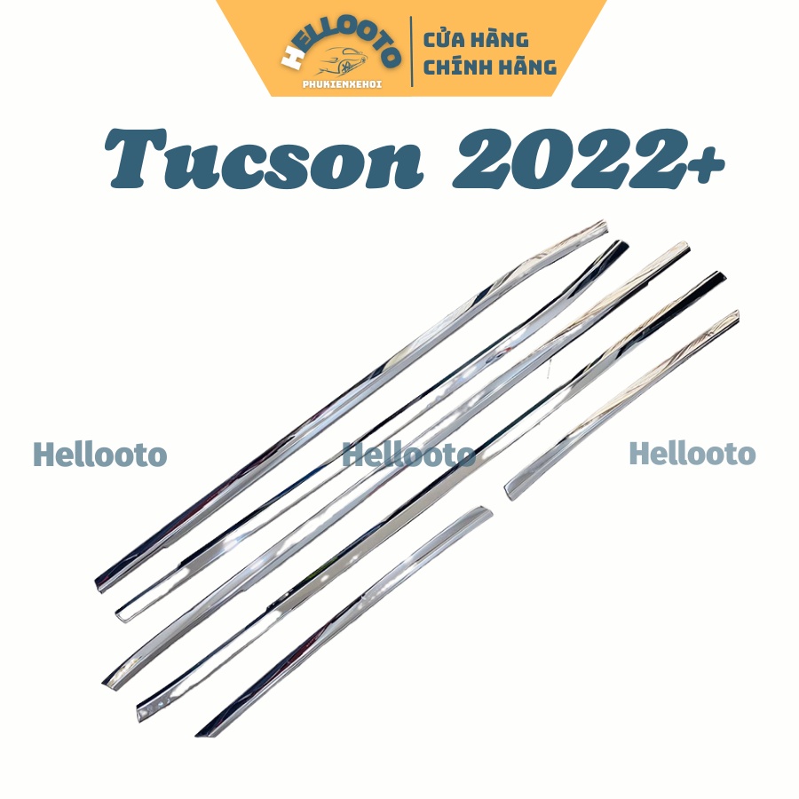 Nẹp chân kính Inox xe Hyundai Tucson 2022 2023 - 6 chi tiết - Chất Liệu Inox Sáng Bóng, Trang trí viền kính cửa xe