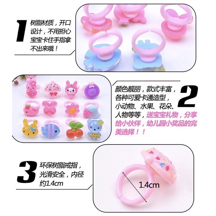 Hộp 50c nhẫn đeo tay tuyệt đẹp cho bé gái từ 2-10 tuổi. Set nhẫn trang sức trẻ em cực phẩm