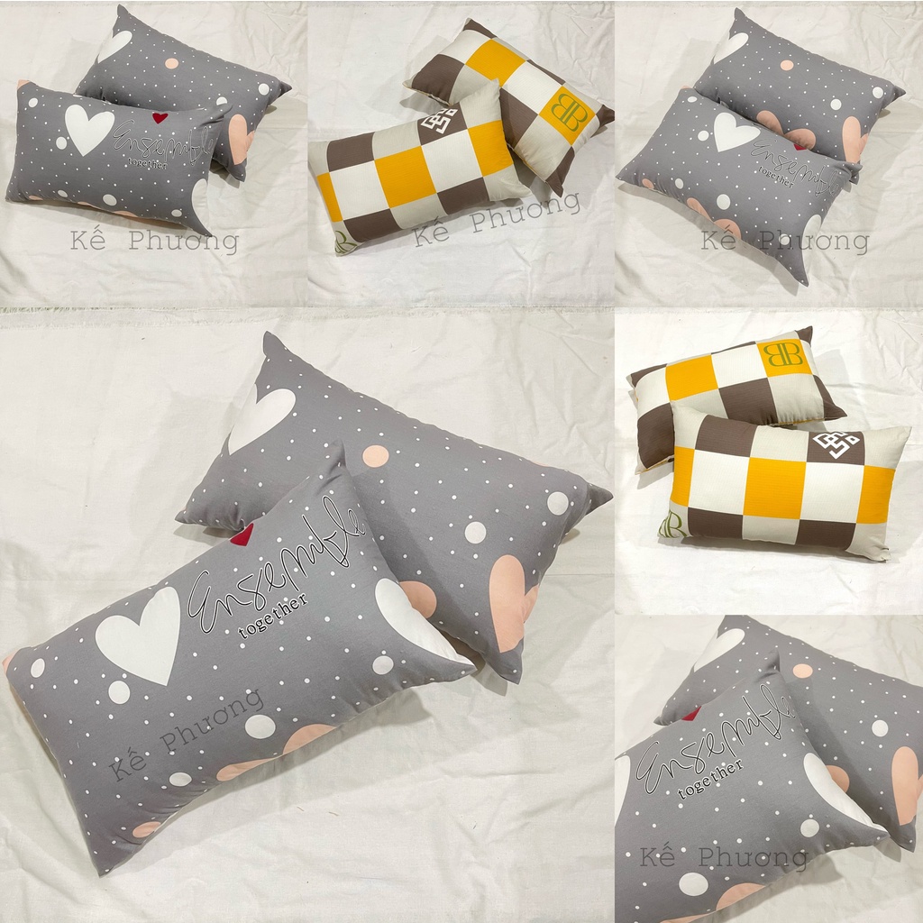 Vỏ gối 30x50 Cotton 85 ko viền, có khóa