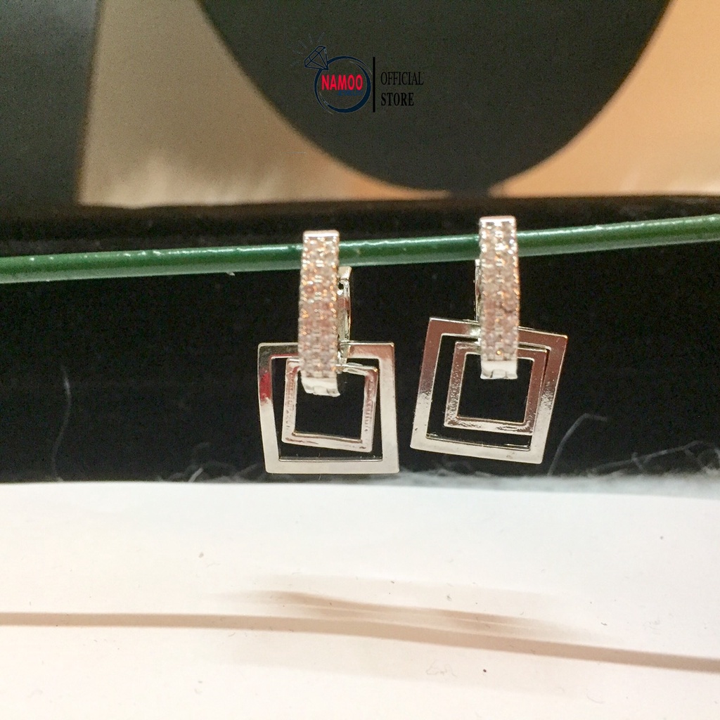 Khuyên Tai Bạc Nữ ĐÍnh Đá Dáng Sát Tai T171 Namoo Jewelry