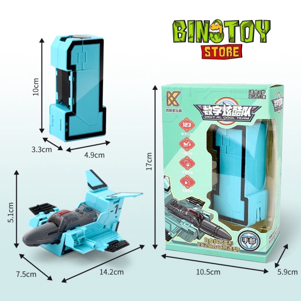 Bộ chữ số biến hình thông minh từ 0-9, lắp ghép thành robot kích thước lớn cho bé vừa học vừa chơi, size to