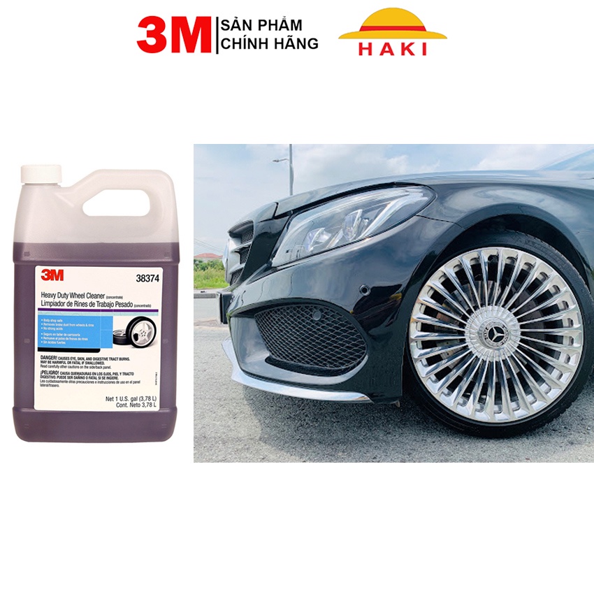 Dung dịch vệ sinh mâm ô tô, xe máy, vệ sinh lazang, tẩy rửa vết bẩn cứng đầu 3M Heavy Duty Wheel Cleaner 38374 can 3.78l