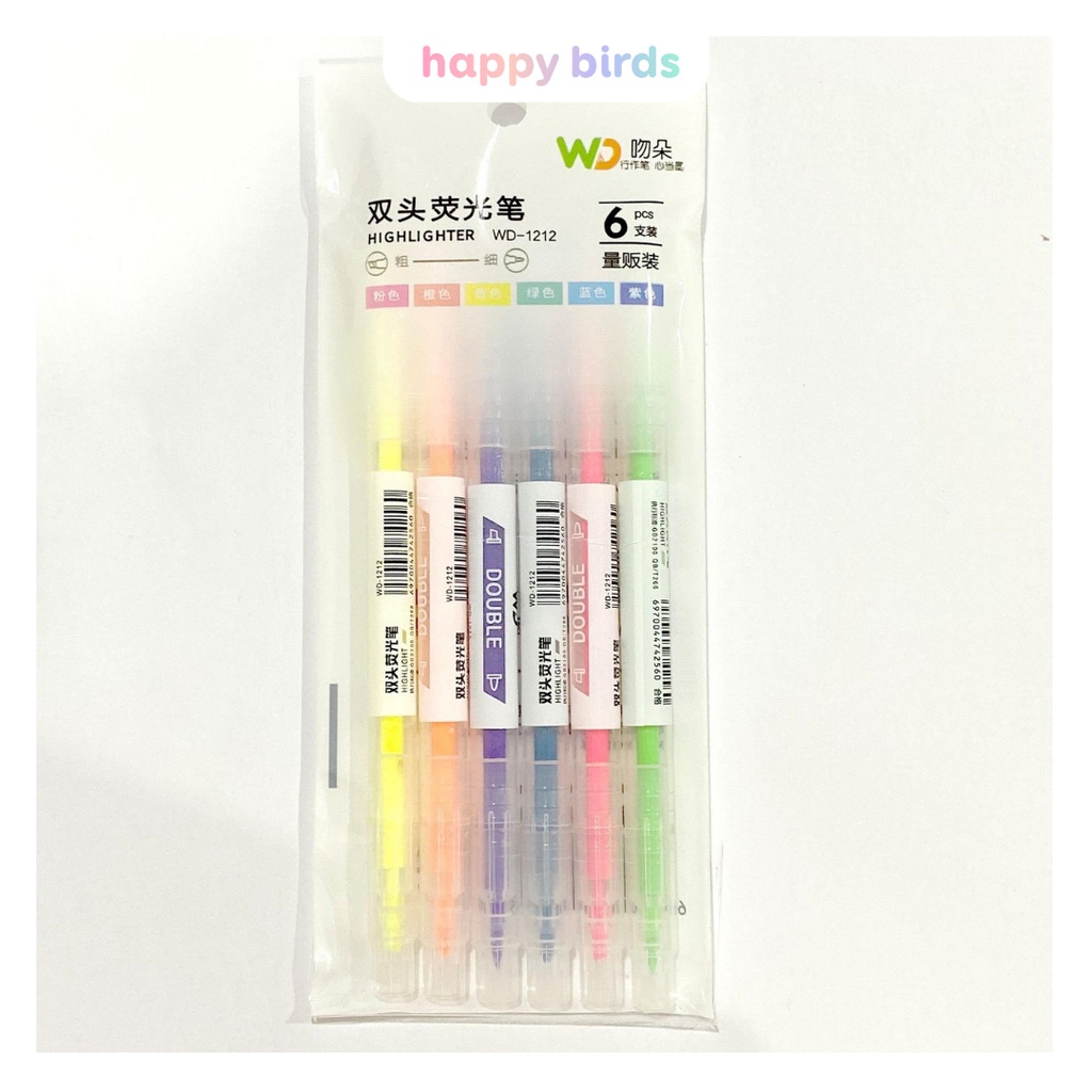 Bút nhớ 2 đầu 2 màu highlight màu Pastel dạ quang đánh dấu ghi chú, trang trí sổ tay