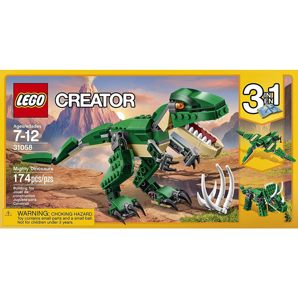 Đồ chơi LEGO Creator Mighty Dinosaurs 31058 xếp hình khủng long Pterodactyl, Triceratops và T Rex