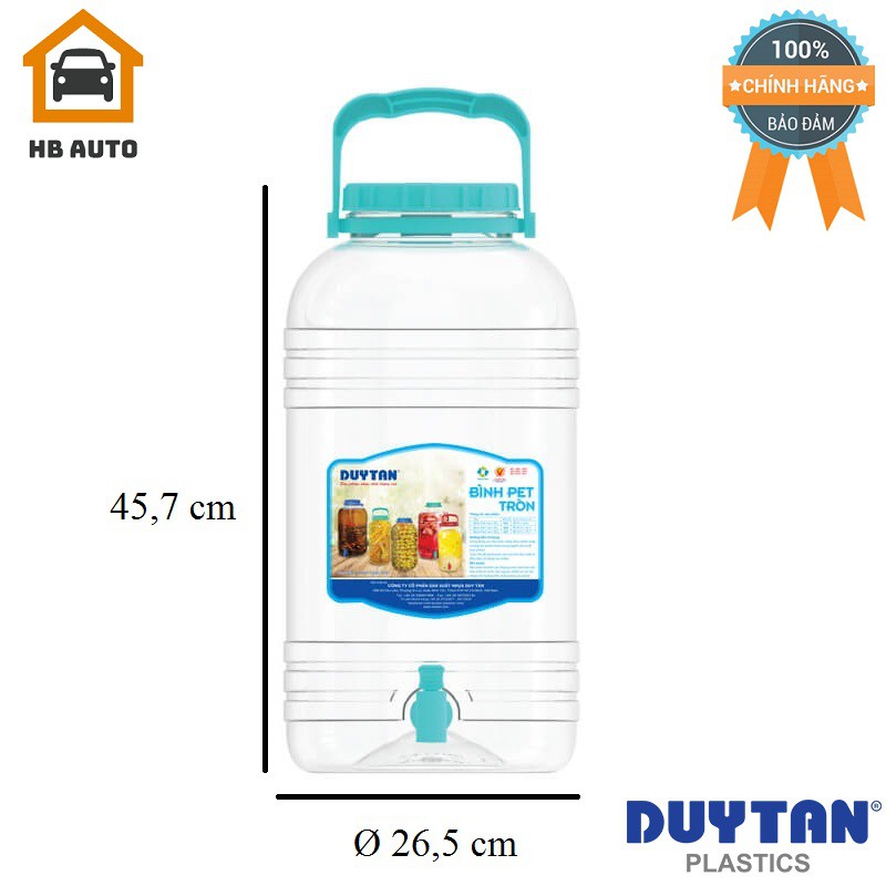 Combo 2 Bình PET Đựng Nước Tròn Có Vòi 20 Lít Duy Tân (Ø 26,5 x 45,7 cm) No.627