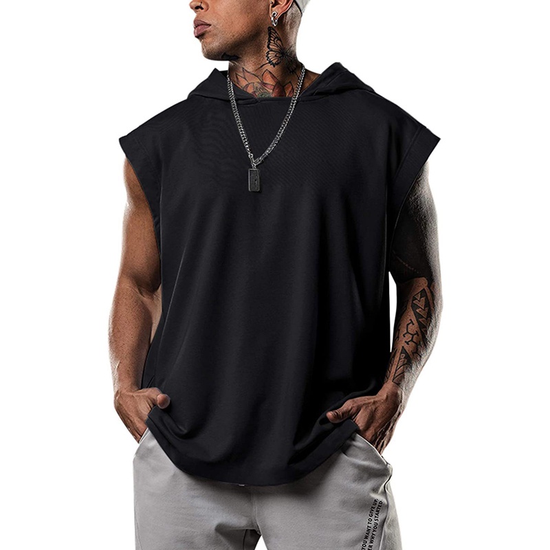 Áo khoác hoodie thể thao không tay dáng rộng thời trang mùa hè size M-3Xl cho nam