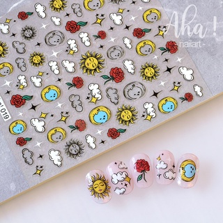 Sticker 3d | mặt trăng mặt trời | hình dán móng tay | aha! 019
