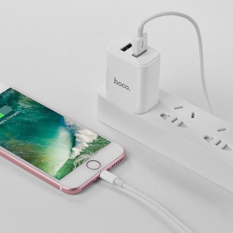 [Thoto Shop] Bộ sạc nhanh HOCO C62 | 2 cổng USB | kèm cáp Lightning cho iPhone/ iPad - hàng chính hãng