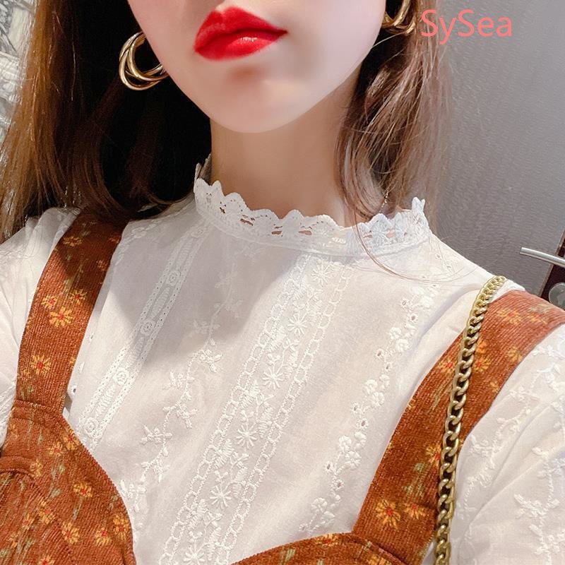 Áo Sơ Mi Phối Ren Plus size Thời Trang Mùa Thu Dành Cho Nữ