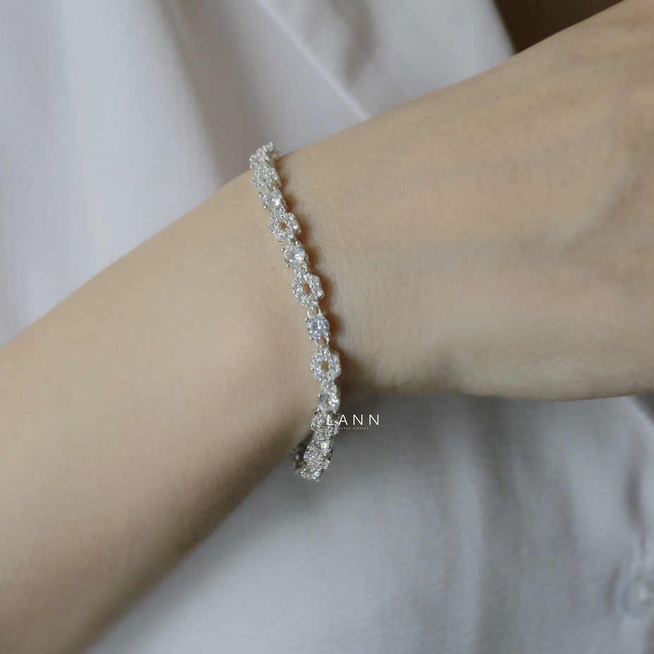 Lắc tay đá mix đường tròn đá BẠC S925 LANN B172