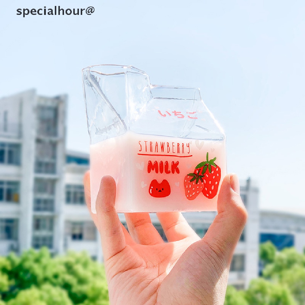 Cốc uống nước sữa cà phê bằng thủy tinh trong suốt hình vuông dễ thương