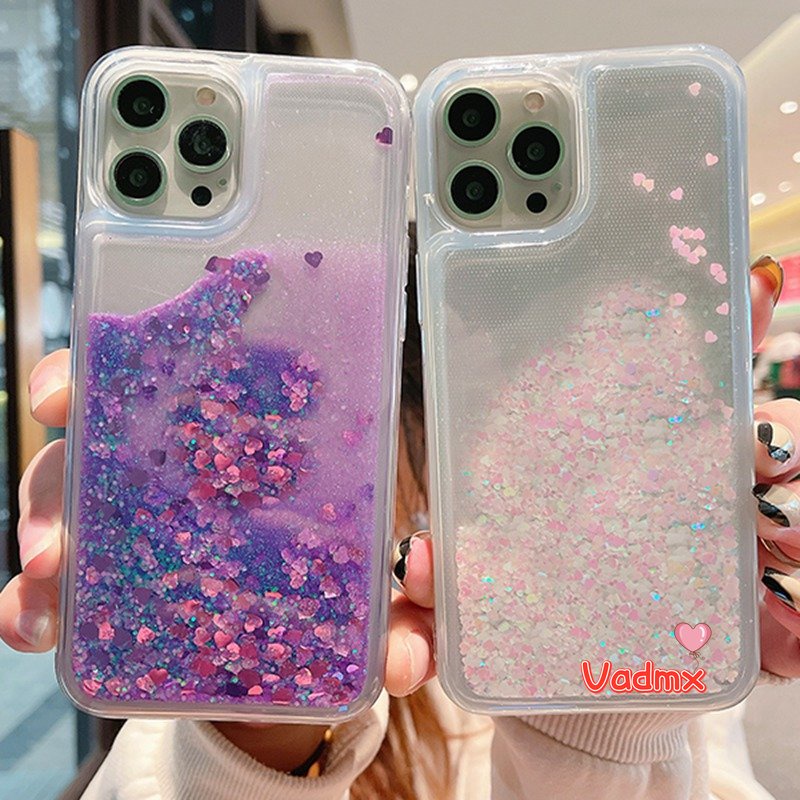 Ốp Điện Thoại Kim Tuyến Nước Hình Trái Tim Cho OPPO A57 A77 2022 A16K A96 4G A76 4G A54 A94 4G A53 A33 A32 2020 A15 A15S