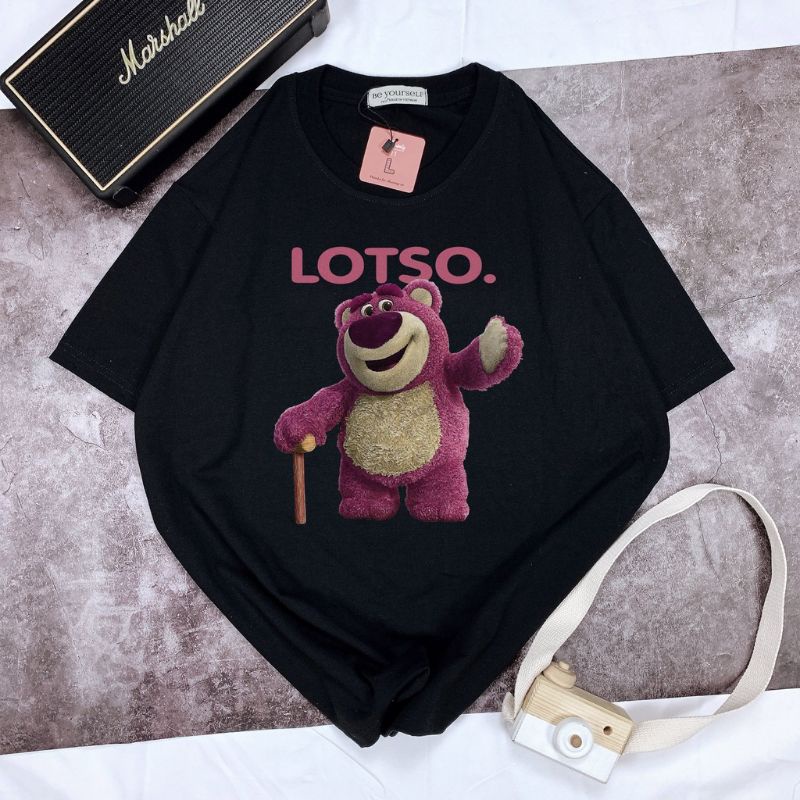 Áo thun nam nữ in hình Gấu Lotso ngắn tay phong cách Unisex