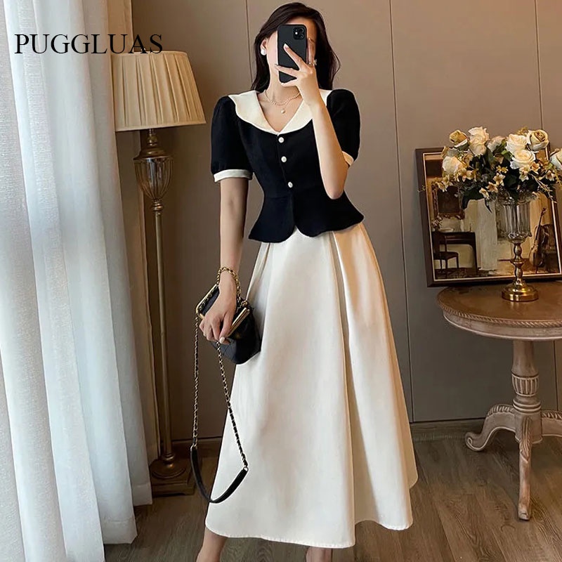 Set Áo Tay Phồng Phối Chân Váy Chữ A Thời Trang Công Sở Thanh Lịch Cho Nữ