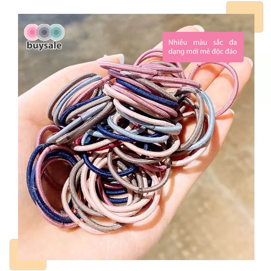 1 túi zip = 100 cái thun buộc tóc mix màu ngẫu nhiên màu sắc đơn giản dùng cho phái đẹp, bé gái - Buysales - BSPK258