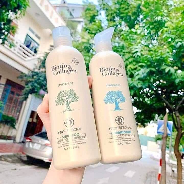 Biotin Collagen - 1 cặp gội xả Chống Rụng Kích Thích Mọc Tóc Siêu Mềm Mượt Biotin & Collagen 1000ml