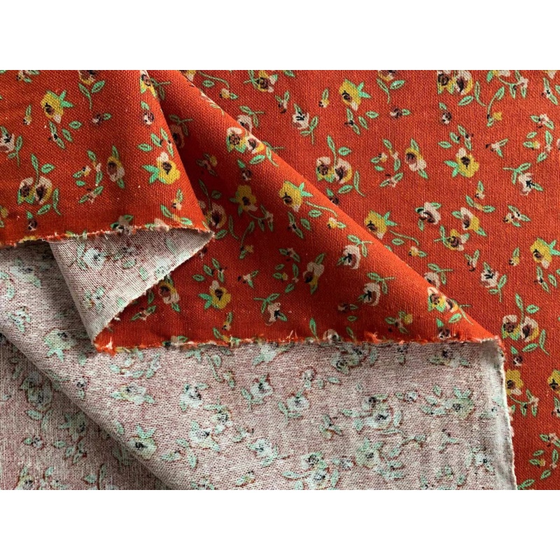 Vải linen bột họa tiết hoa nhí vintage 50x150cm