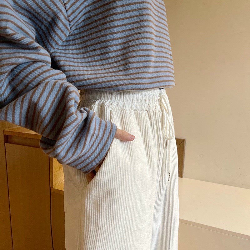 QUẦN ỐNG RỘNG NHUNG TĂM BO RÚT GẤU - KCFE1