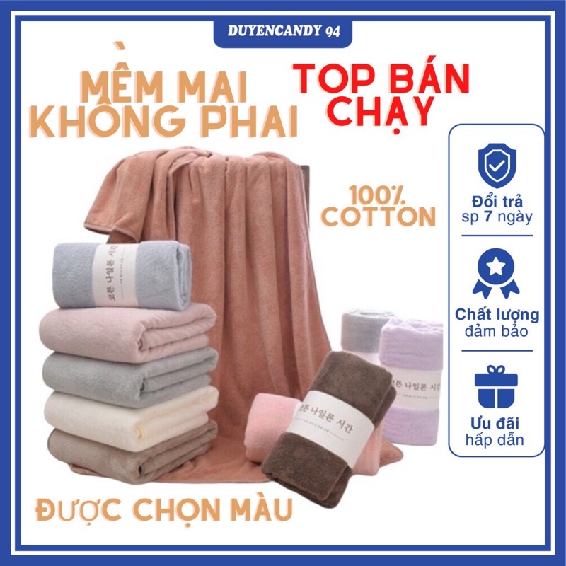 Khăn tắm Hàn Quốc (70x1m4) Siêu Thấm, siêu bền, chất bông mềm mịn (chọn màu)