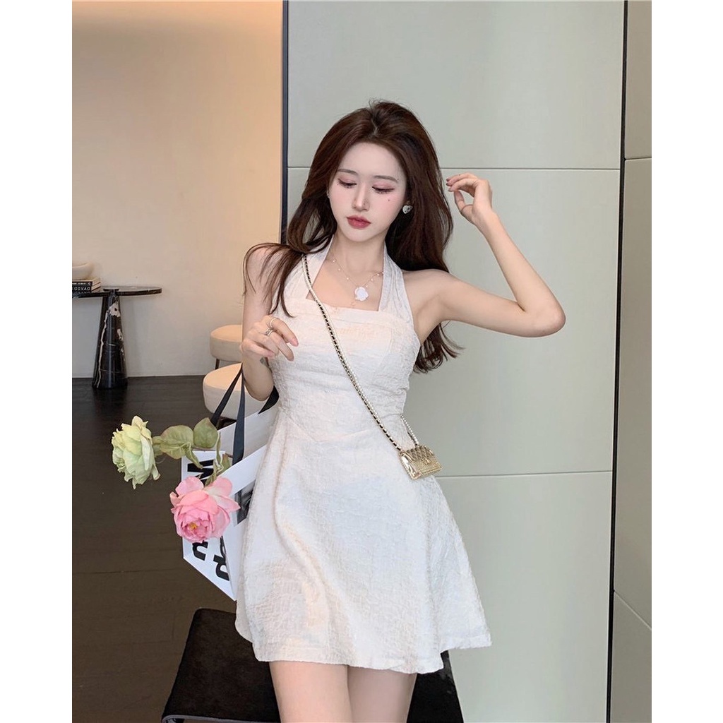Đầm cột kiểu yếm kem chất xốp | Myung Official | BigBuy360 - bigbuy360.vn