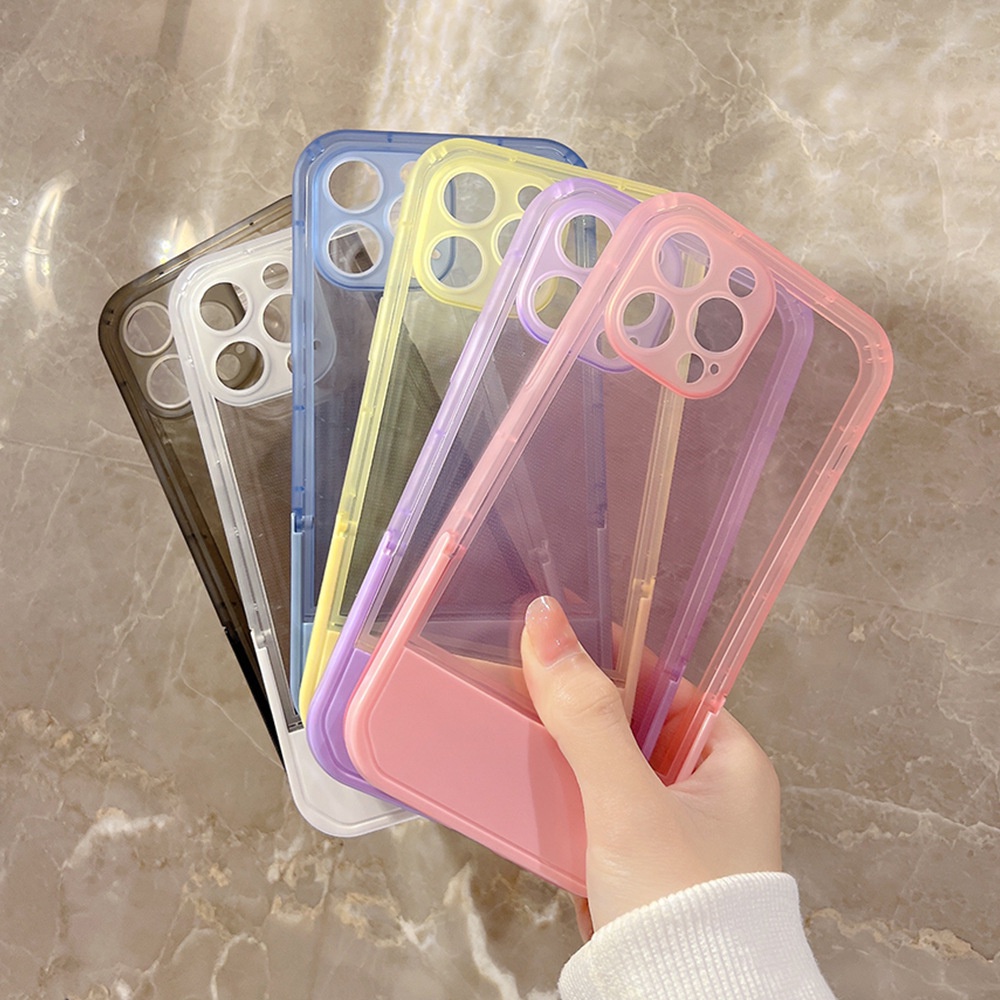 Trong Suốt Ốp Điện Thoại Có Giá Đỡ Ẩn Cho iphone 7 8 plus x xr xs 11 12 13 14 15 pro max se 2020