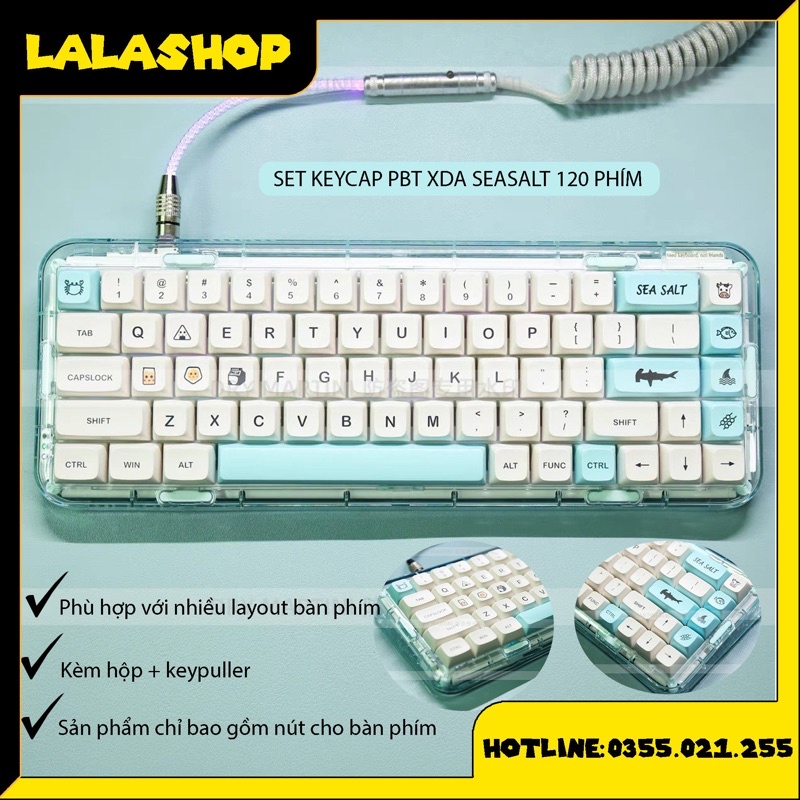 [Mã 44ELSALE2 giảm 7% đơn 300K] Set Keycap Pbt Xda Sea Salt 120 Nút Cho Bàn Phím Cơ