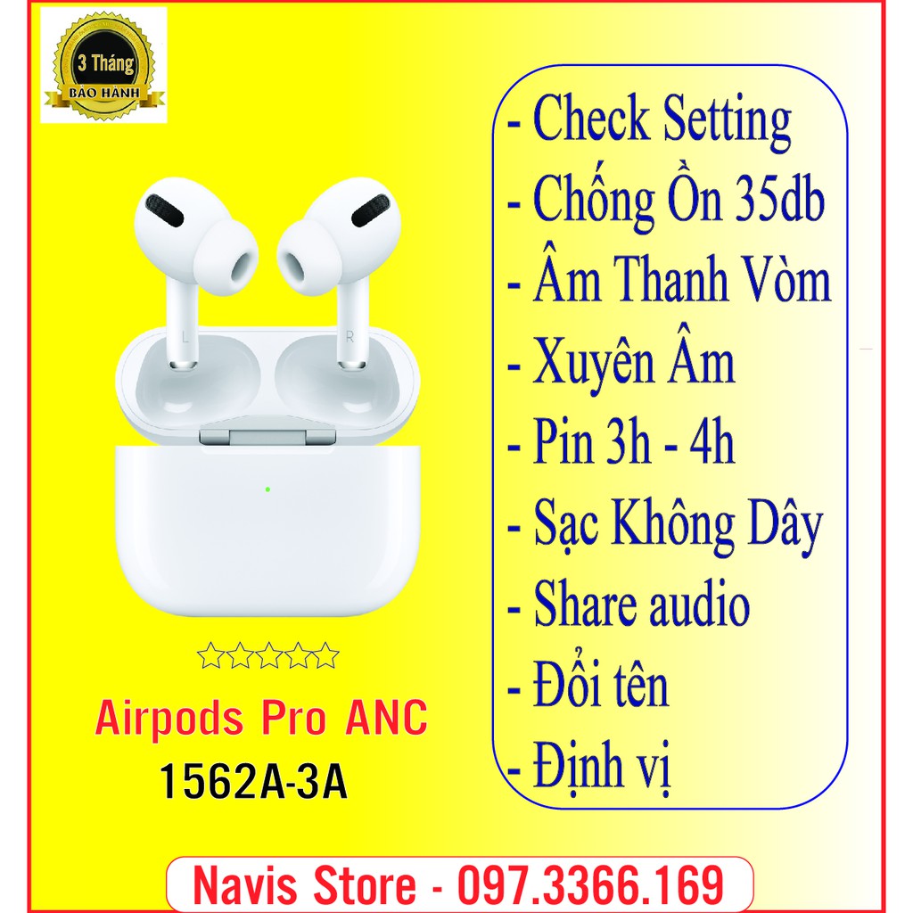 [ Pro 1562A ANC 35DB ] Tai Nghe Bluetooth Không Dây Airpods  Pro Xuyên Âm - Chống Ồn - Âm Thanh Vòm - Navis PK