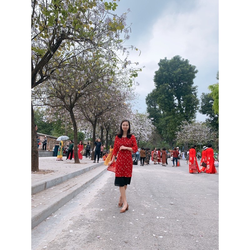 Set áo dài cách tân liền chân váy tằm cao cấp