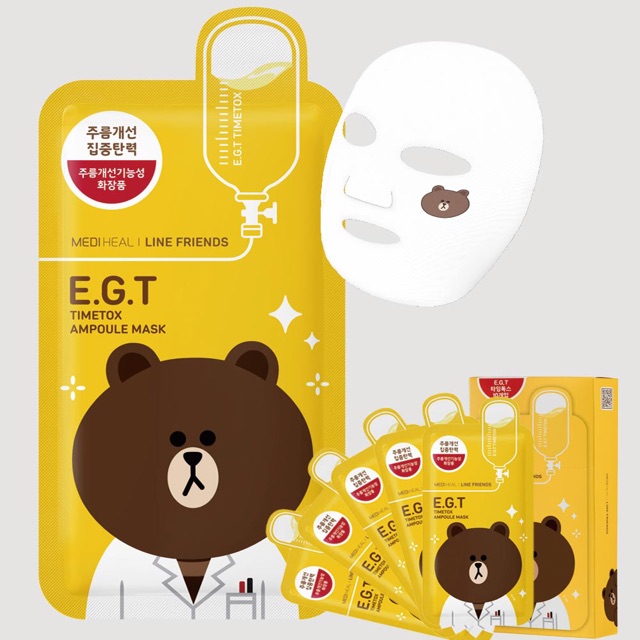 Mặt Nạ Giấy Hình Thú Mediheal Ampoule Mask X Line Friends Chính Hãng Hàn Quốc