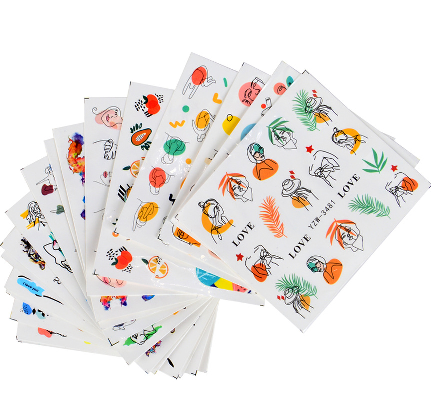 [Hàng mới về] Nhãn dán họa tiết hoa / lá đơn giản trang trí móng dễ thương DIY