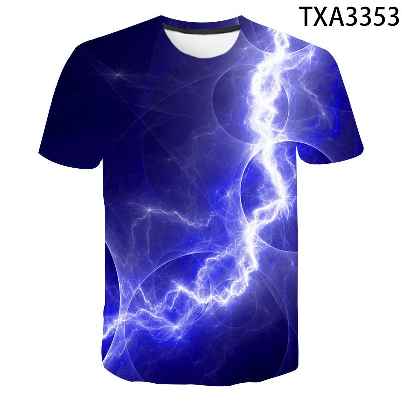 Áo Thun In Hình Sấm Sét 3D Thời Trang Đường Phố Cá Tính Cho Nam Nữ XS-3XL