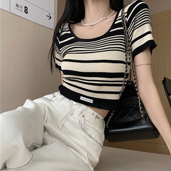 Áo Thun NgắN Tay Kẻ SọC Đơn GiảN Cho Nữ JL-TX-259