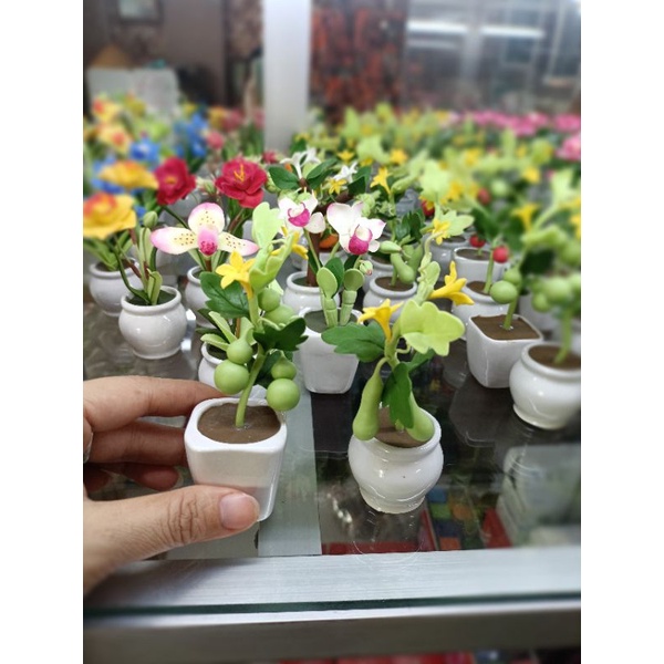 HOA ĐẤT SÉT NHẬT MINI 10-12CM,.