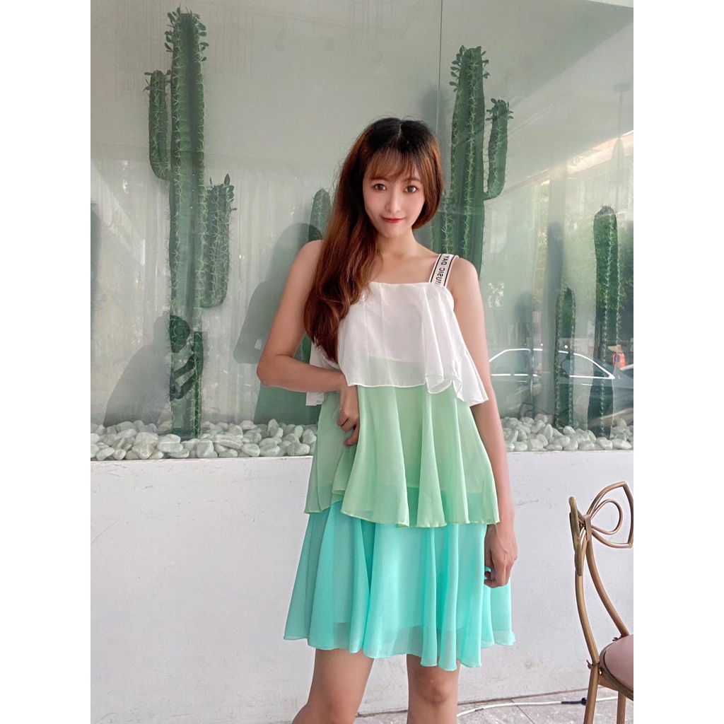 Đầm Phong Cách Mới Mùa Hè 2022✨✨ Đầm Voan Không Tay Màu Gradient Thời Trang Dành Cho Nữ