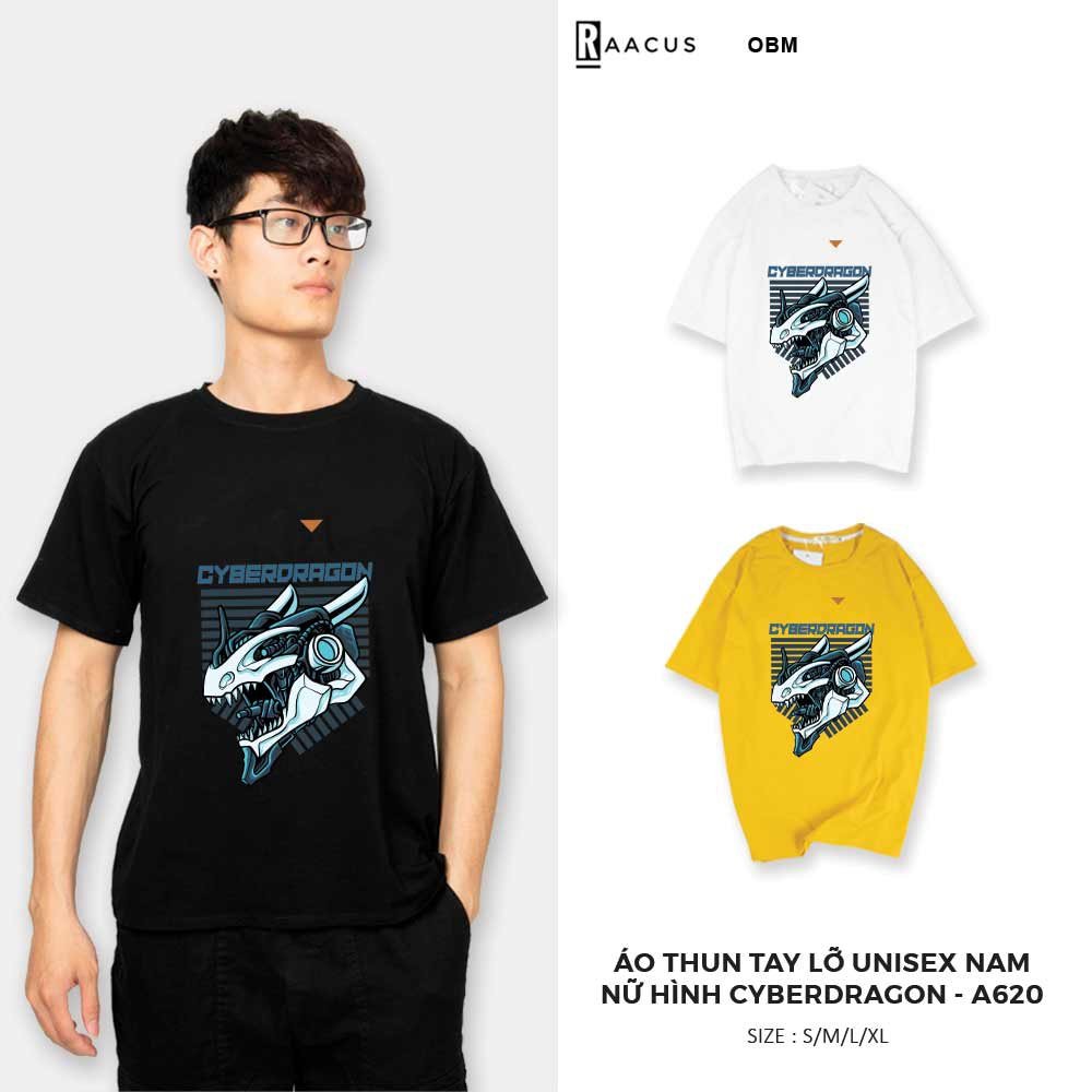 Áo thun tay lỡ unisex nam nữ in hình CYBERDRAGON, áo phông form rộng ngắn tay phong cách ulzzang RAACUS-A620